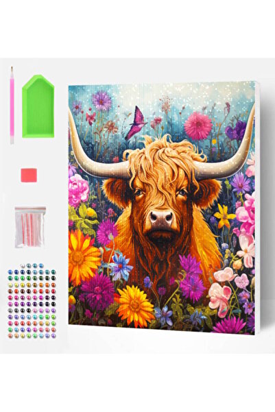 OEM Splat Planet Σετ Diamond Painting "Highland Cow" σε Καμβά με Τελάρο 30x40cm