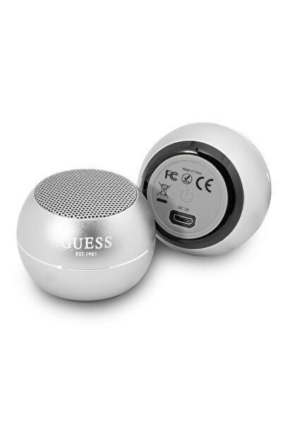 OEM Guess Mini Φορητό Αλουμινένιο Ηχείο Bluetooth 3W με 4 ώρες αυτονομία (ασημί)