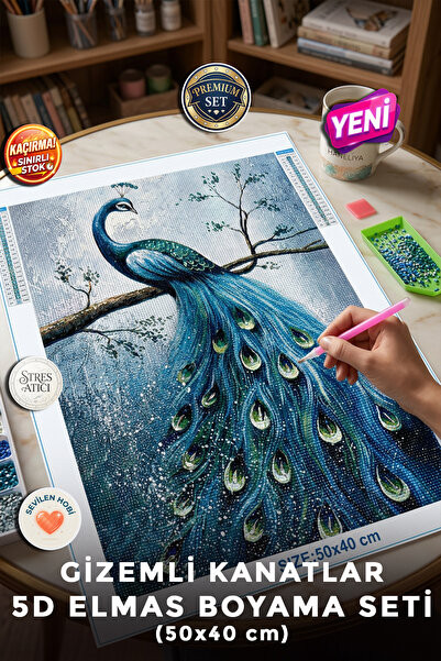 Haneliya Gizemli Kanatlar - 5D Diamond Painting - Elmas Mozaik Tablo Boyama H...