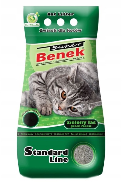 NO BRAND Cenușă pentru pisici SUPER BENEK Standard Green Forest 10722 25 L