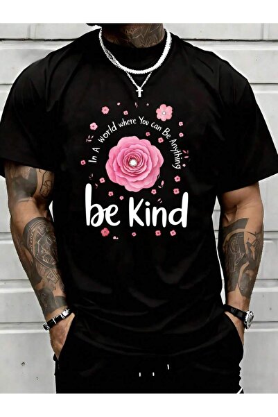 NOURAM In A World Where You Can Anything Be Kind Pink Flower Graphic T Shirt ...