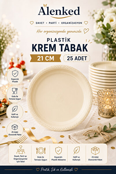 alenked Krem Tabak Plastik 21cm - 25'li