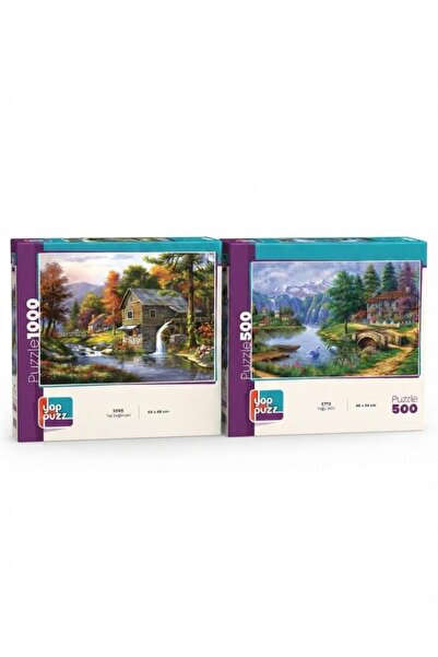 Tıfıl Toys Slope Houses and Swan Lake Double Set - 1000 + 500 Piece Double Pu...