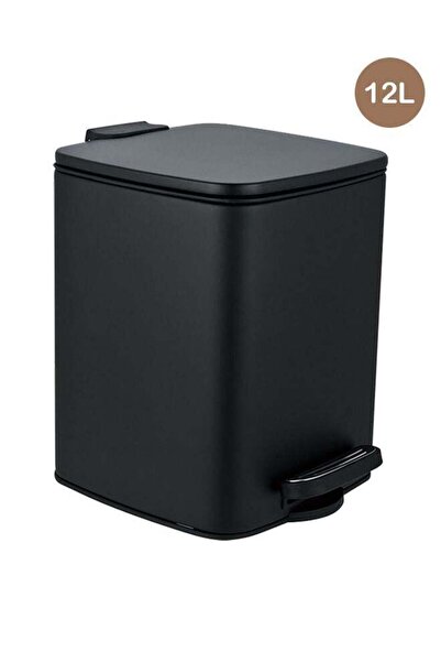 Trust Stainless Steel Trash Bin 12 Liter Black Anti-Fingerprint & Soft Close Lid