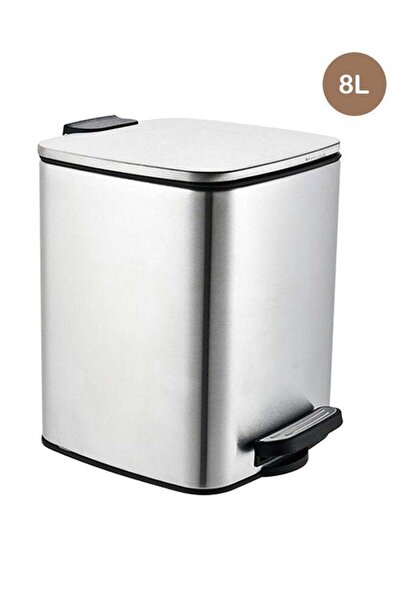 Trust Stainless Steel Trash Bin 8 Liter Silver Anti-Fingerprint & Soft Close Lid