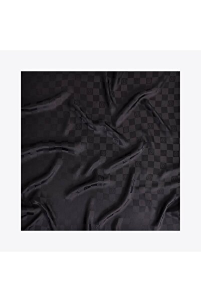 Zerafetim Checkered Jacquard Twill Silk Scarf Black