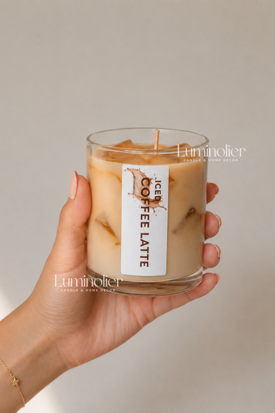 Luminolier Iced Coffee Latte Mum - %100 Doğal Soya Mumu ve Jel Mum Kahve Koku...