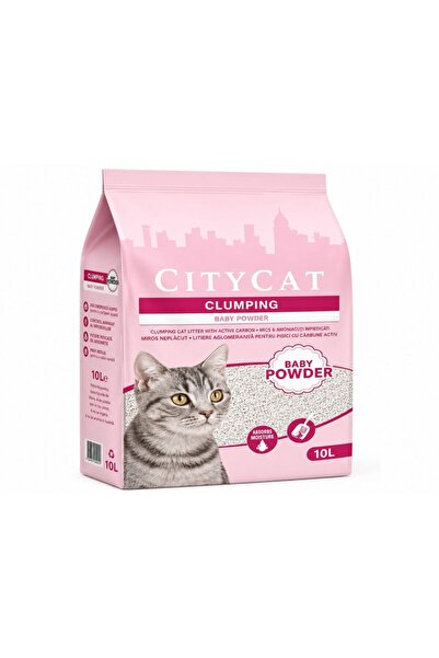 City Cat Așternut igienic pentru pisici, Clump White Baby Powder, 10L