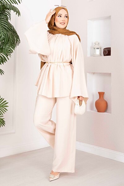 mf venessa Stylish Chain Belt Tunic Pants Set