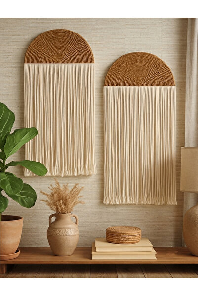 Handmade AURA El Yapımı Hasır Makrome Duvar Süsü