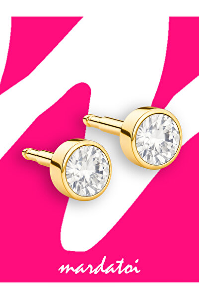 nina Birthstone Crystal Steril Kulak Delme Küpesi 1 Çift 24 Ayar Altın Kaplam...