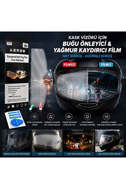 QesQin Motosiklet Kask Vizörü Buğu Önleyici/ Koruyucu Film