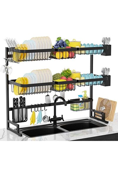 Organized Home 3 Tier Stainless Steel Length Expandable Kitchen Dish Rack Dis...