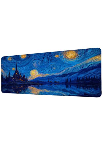 gxe.art Noapte înstelată 40x90 cm Mousepad pentru jucători Bază anti-alunecar...
