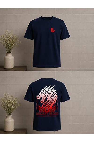 LivaLime Dragon Ancient Blood Red Design Printed Oversize Unisex T-Shirt
