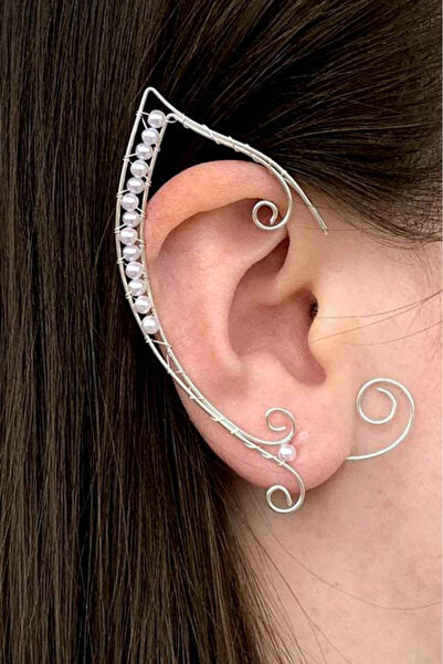VeeShop Ear cuff wrap earring, hand made, elf ear made of metal wire, with pe...