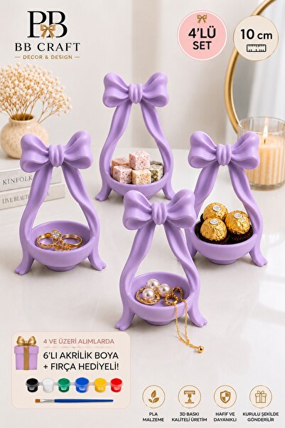 BB Craft Set of 4 Decorative Mini Bowls with Bowknot Design – for Serving, Tu...