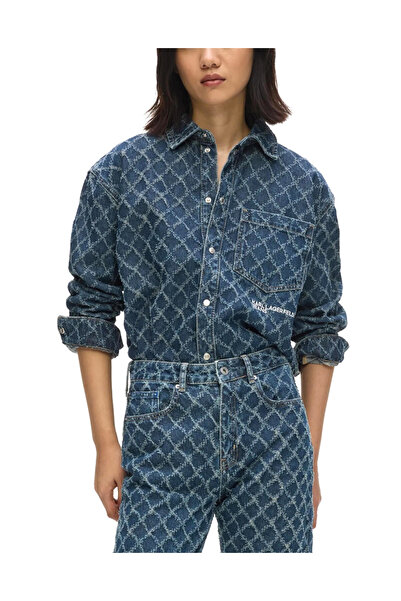 Karl Lagerfeld Γυναικείο Τζιν Πουκάμισο Μπλε Jeans B3W11008-A39 Argyle