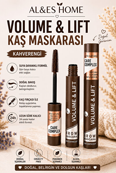 AL&ES kozmetik Kahverengi Maskara Volume & Lift Waterproof Uzun Süre Kalıcı D...