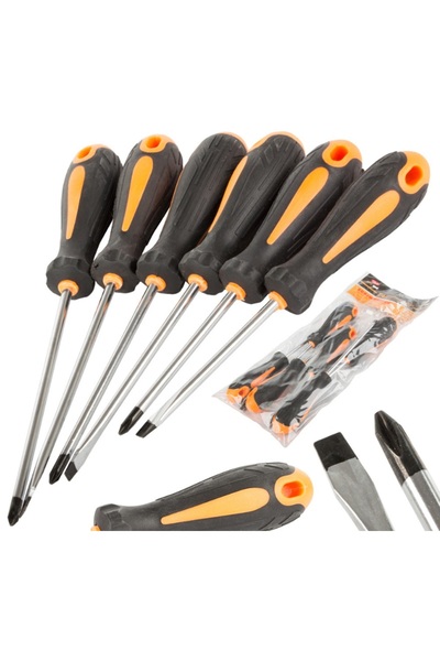 VERK Top Bottom Set of 6 magnetic screwdrivers with rubberized handles