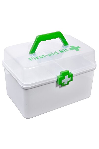 OEM Trusă de prim ajutor albă și verde 28x16cm, cutie de plastic cu mâner