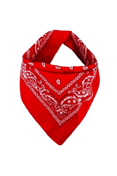 OEM Bandană din bumbac roșu cu model Paisley, 54x54cm - Accesoriu perfect pen...
