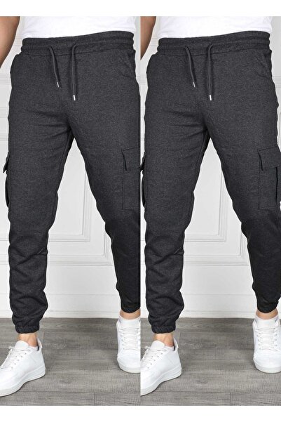 SURMARİ Set of 2 Unisex Cargo Pocket Elastic Leg Sweatpants