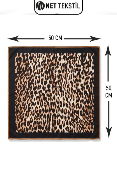 Net Tekstil Eșarfă de damă cu imprimeu leopard, multifuncțională, 50x50 cm