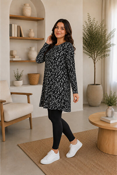 Avero Women's Tunic Dress - Comfortable Fit - Plus Size - Patterned - Oversiz...