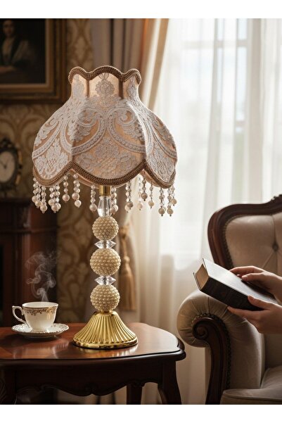 Dekovien Dark Gold Velvet French Lace Headboard with Pearls and Gold Metal Le...