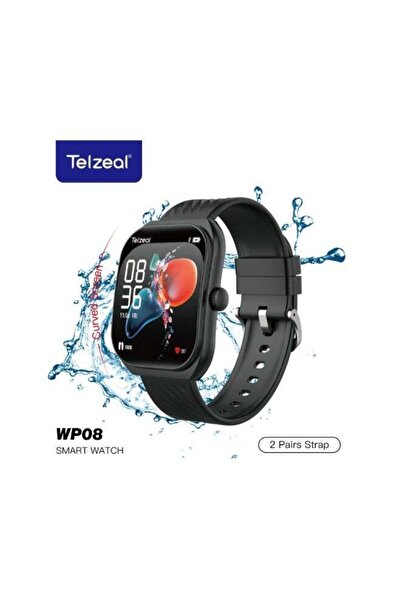 TELZEAL WP08 Waterproof Smartwatch with Curved Full-Touch Display, Dual Strap...