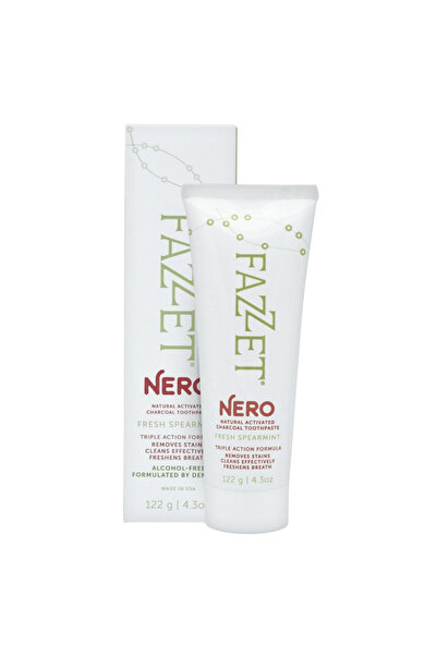 Fazzet Toothpaste Nero Activated Charcoal Whitening Spearmint, Fluoride Free,...