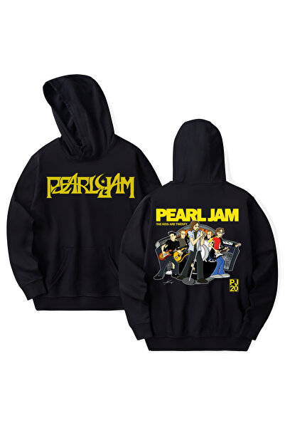 STİL-X Pearl Jam Printed Cotton Long Sleeve 3 Thread Hooded Sweatshirt