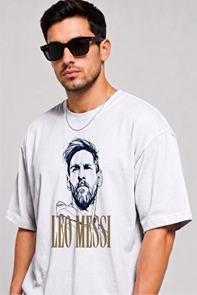 Moda Minimo Unisex Oversize T-shirt Messi, T-shirt Leo Messi, Μαύρο T-shirt μ...