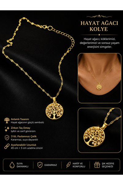 Merina Atölye Tree of Life Gold Necklace