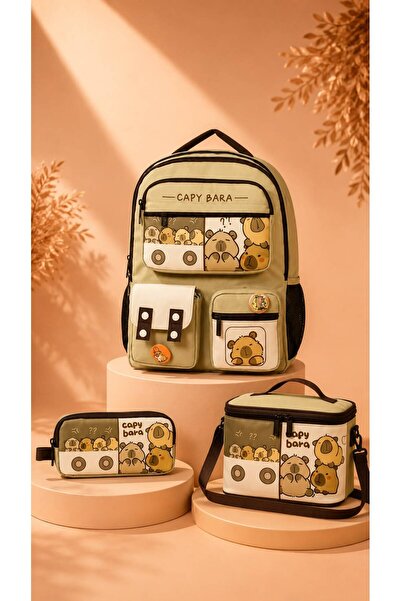 hamiyetkirtasiye Capybara Kore Bag Çanta 3'lü Set ( Çanta-Beslenme Çanta- Kal...