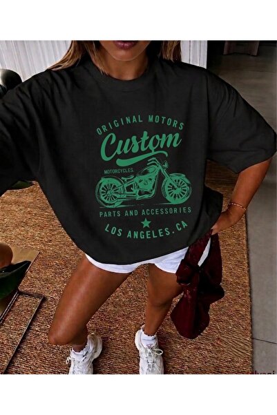 LELVANİ Unisex Original Motors Custom Los Angeles Ca Front Printed T-Shirt