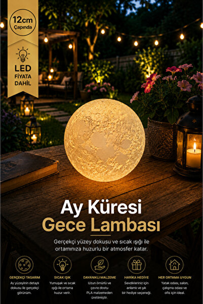 cabana Tanıtım Fiyatıyla Ay Küresi Tealight Mumluk Şamdan - Gerçekçi Yüzey ve...
