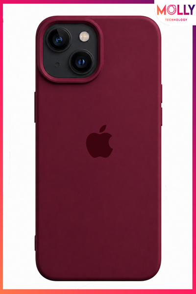 iPhone 15 İçin Elma Figürlü Vişne Çürüğü Liquid İçi Kadife Mat Silikon Kılıf