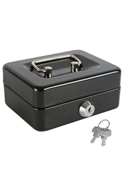 Generic Portable Money Safe Box with Tray And Lock Black 20 x 17.5 x 9centime...