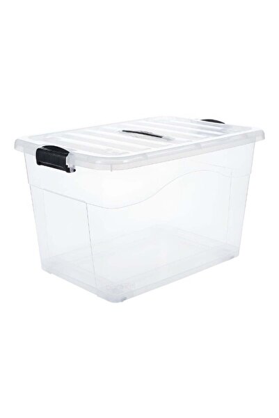 Duravel 90L Clear Storage Boxes with Lockable Lid & Wheels,Transparent Plasti...