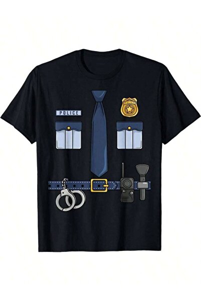 Astogria13 Halloween Policeman Costume T-Shirt | Casual High-Neck, Regular Fi...