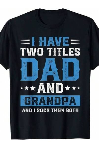 01THEONE تي شيرت رجالي مطبوع عليه عبارة "Dad Grandpa" - قميص بأكمام قصيرة بمق...