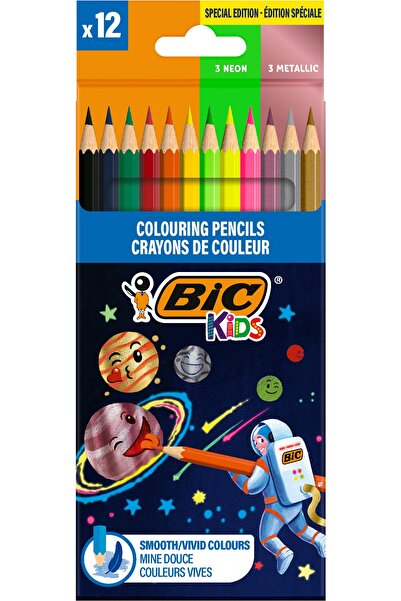 Bic Creioane colorate din lemn Evolution Smooth Cosmo Edition, 12 buc/set