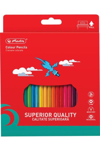 Herlitz Creioane colorate, mina 3mm, set 24 culori,