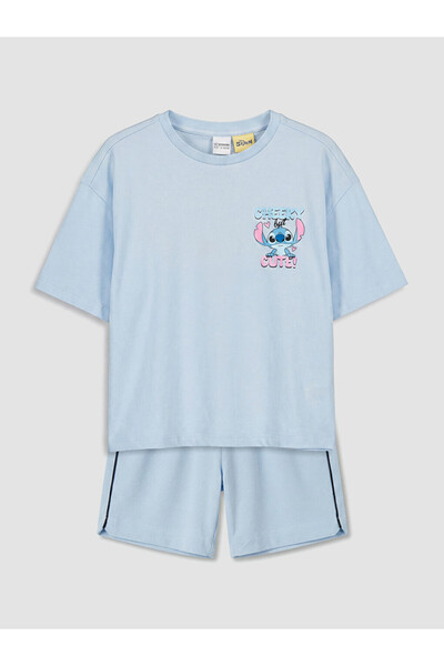 LC Waikiki Stitch Printed Girls' Shorts Set