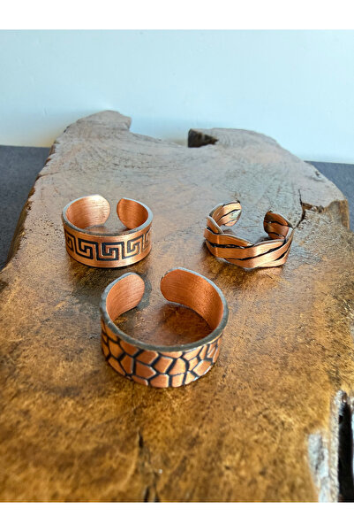 zadenza gold 100% pure copper triple ring adjustable size handcrafted copper ...