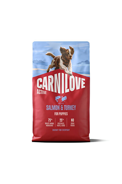 Carnilove طعام الكلاب الجاف أكتيف بالسلمون والديك الرومي للجراء 4 كجم