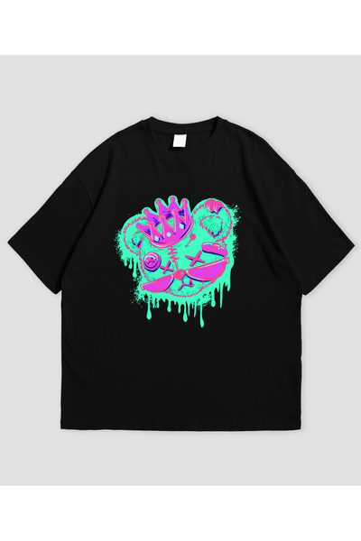 Grafftee Clothing Μπλουζάκι King Bear με στάμπα, Unisex, Oversize