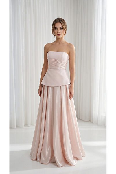 holie dress STRAPLEZ PEPLUM DETAYLI ABİYE ELBİSE UZUN MEZUNİYET DAVET NİŞAN E...